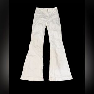 WOMEN’S FREE PEOPLE HIGH WAISTED POCKETLESS WHITE FLARE LEG JEANS SZ 28